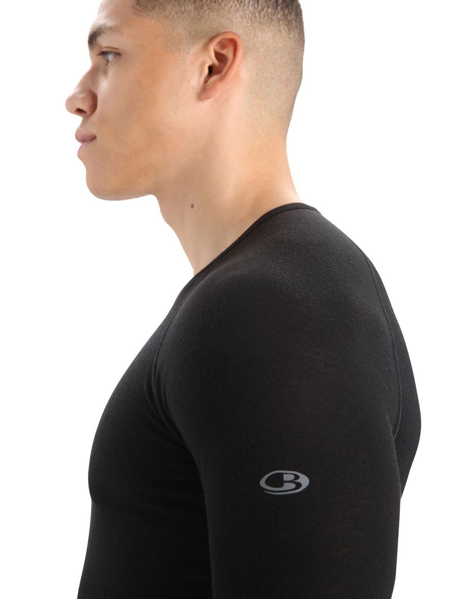 Icebreaker BodyfitZone™ Merino 150 Zone Long Sleeve Crewe Thermal Top Férfi Base Layers Fekete | HU 1363TCEV